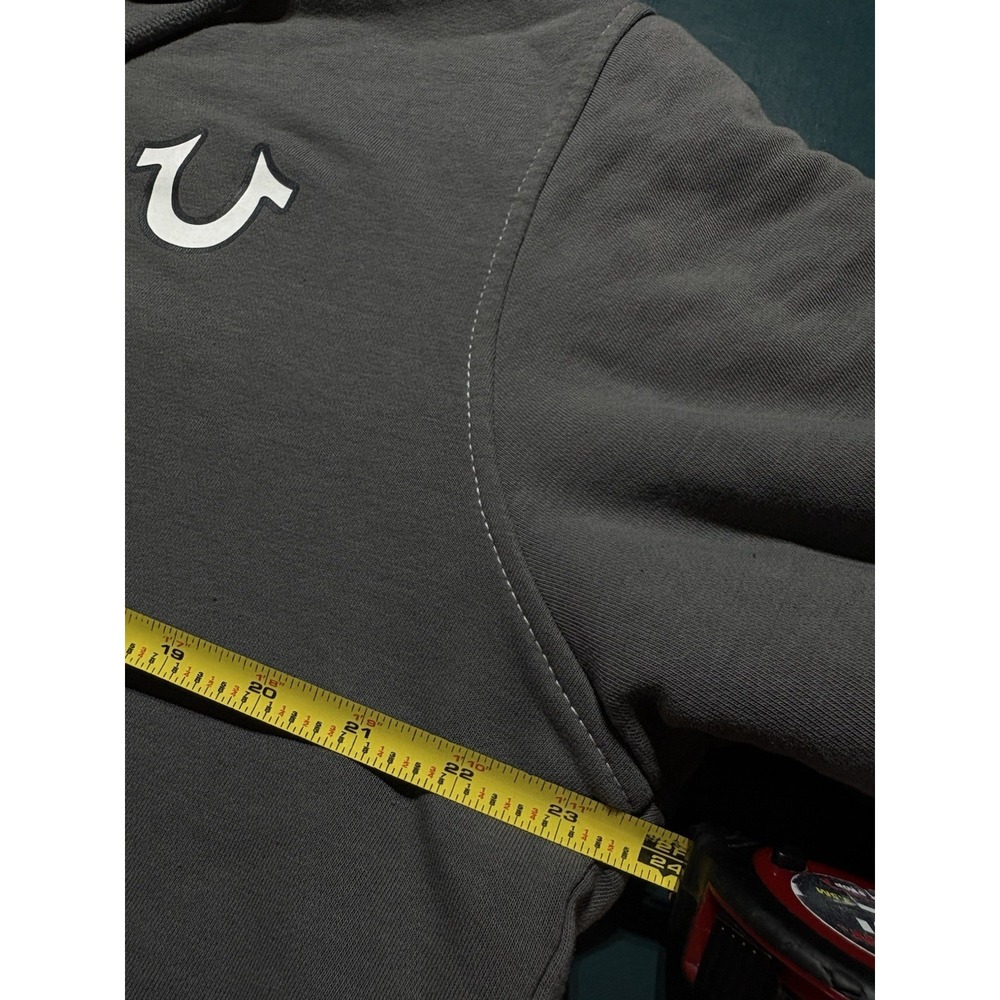 True Religion Buddha Sherpa Lined Full Zip Hoodie Sweatshirt Men's Large Gray - Picture 12 of 13